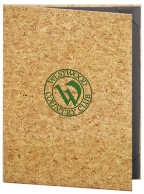 Cork menu covers recall wine & mediterrean themes.