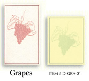 Grapes preprinted menu covers insert papers.