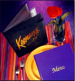 Menucovers and flowers.