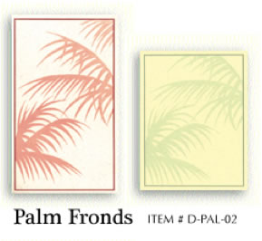Palm fronds preprinted menu covers insert papers.