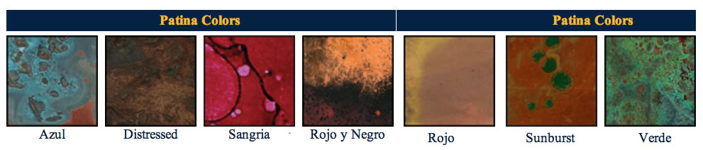 Patina Copper Menu Covers Color Chart