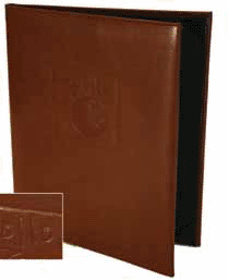 Tuxedo Leather menu cover.