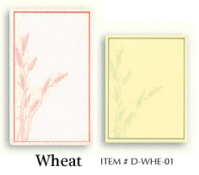 Wheat preprinted menu covers insert papers.