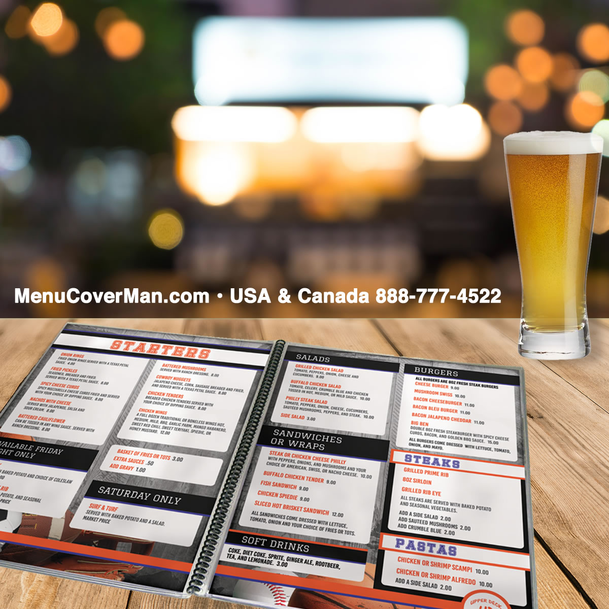 All Clear USA Made Top-Quality MenuCoverMan Spiral Menu Covers for your restaurant!
