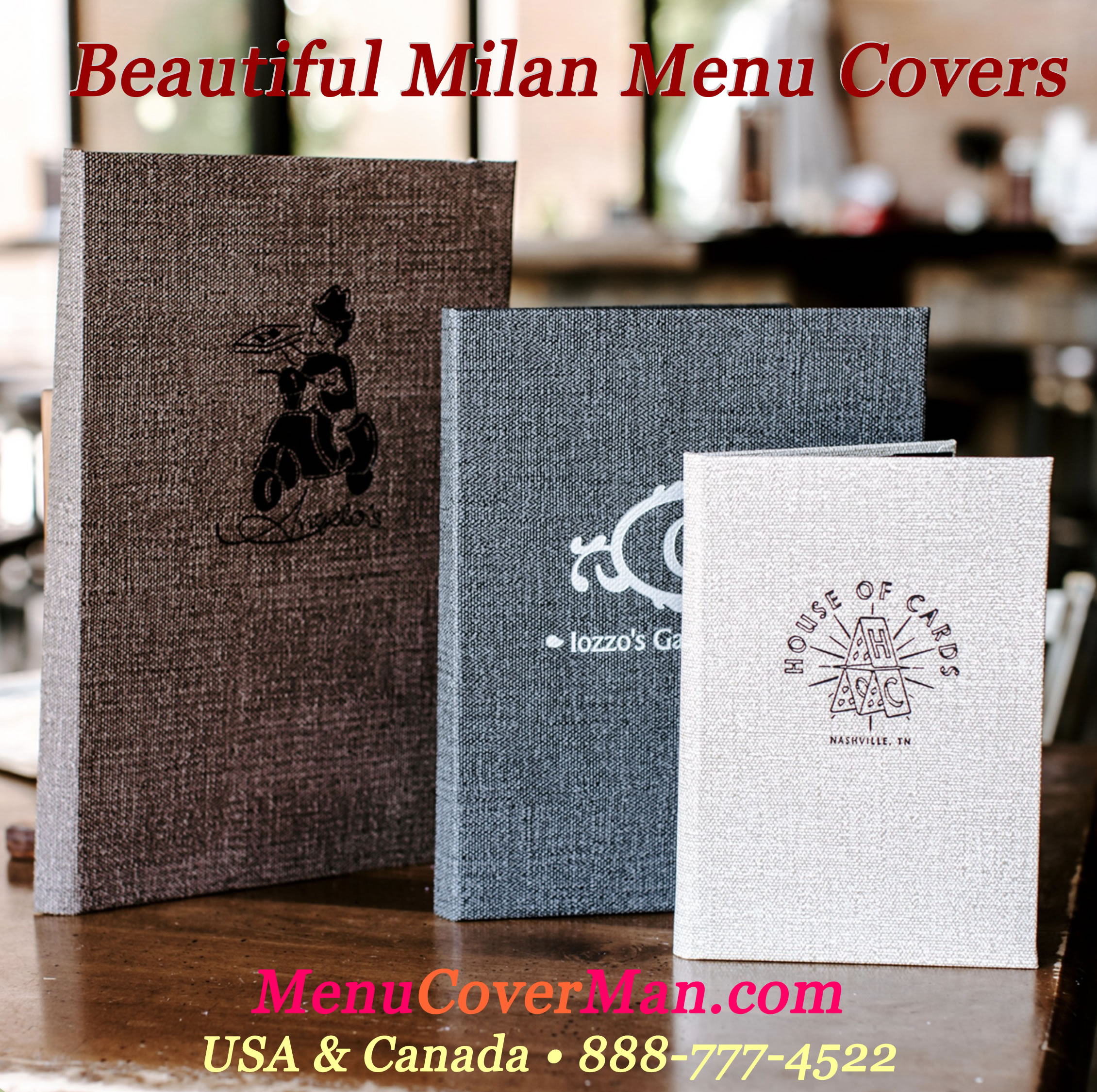 Beautiful Milan Menu Covers from MenuCoverMan.com