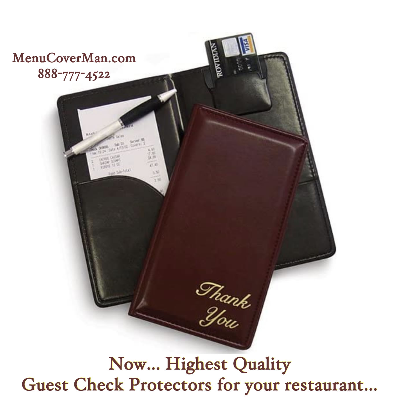 MenuCoverMan Guest Check Presenter - Large and Detailed View of an Excellent Product.