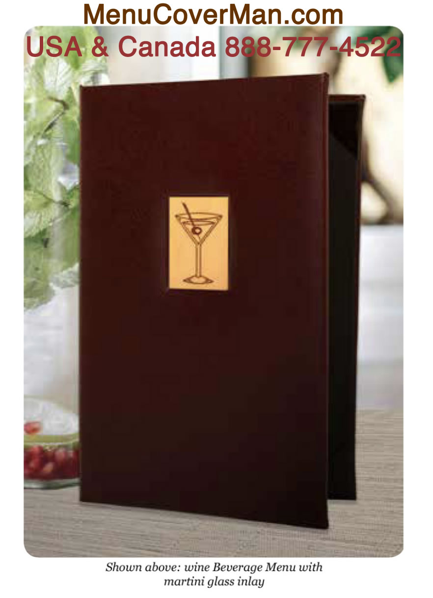 Wine beverage menu with inlay from MenuCoverMan.com