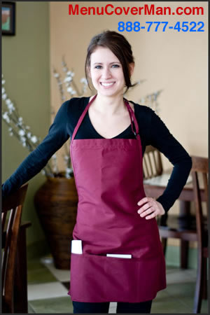 Restaurant bib apron with three pockets for waiters and waitresses.