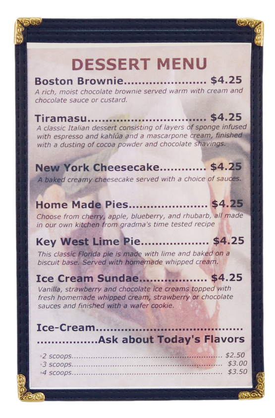 One pocket menu value covers.