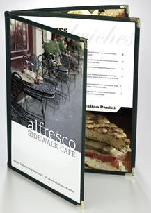 Triple pocket booklet style menu covers.