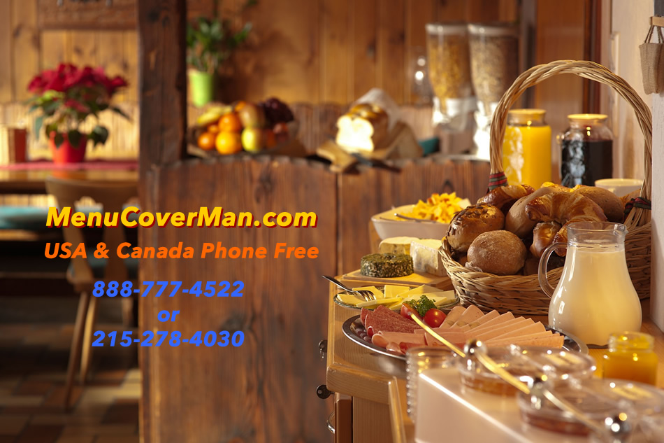 MenuCoverMan - Free Art for Cafe Menu Covers - Imprinted with you name and logo.