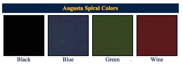 Augusta spirals menu covers available colors.