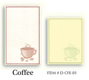 Coffee preprinted menu covers insert papers.