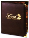 Imprinted menu covers portray your restaurant's art- as well as your mood, cachet and ambience.