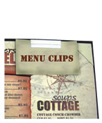 Menu clips for menu cover specials.