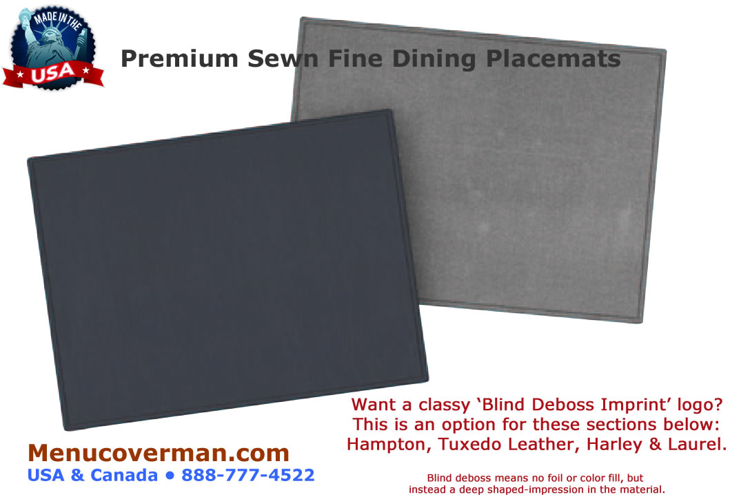 Premium sewn fine dining placemats.