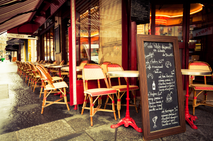 Sidewalk cafe and restaurant.