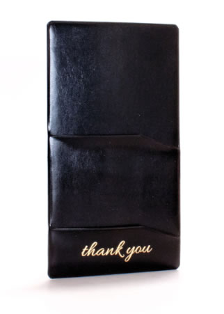 Single pocket guest check presenter, imprinted with a Thank You!