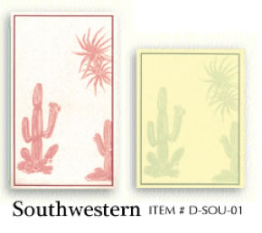 Southwestern preprinted menu covers insert papers.