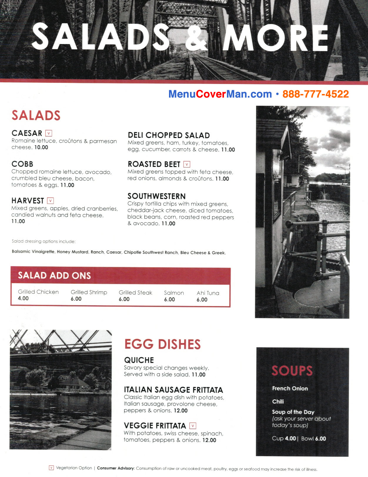 Synthetic paper menus for eateries.