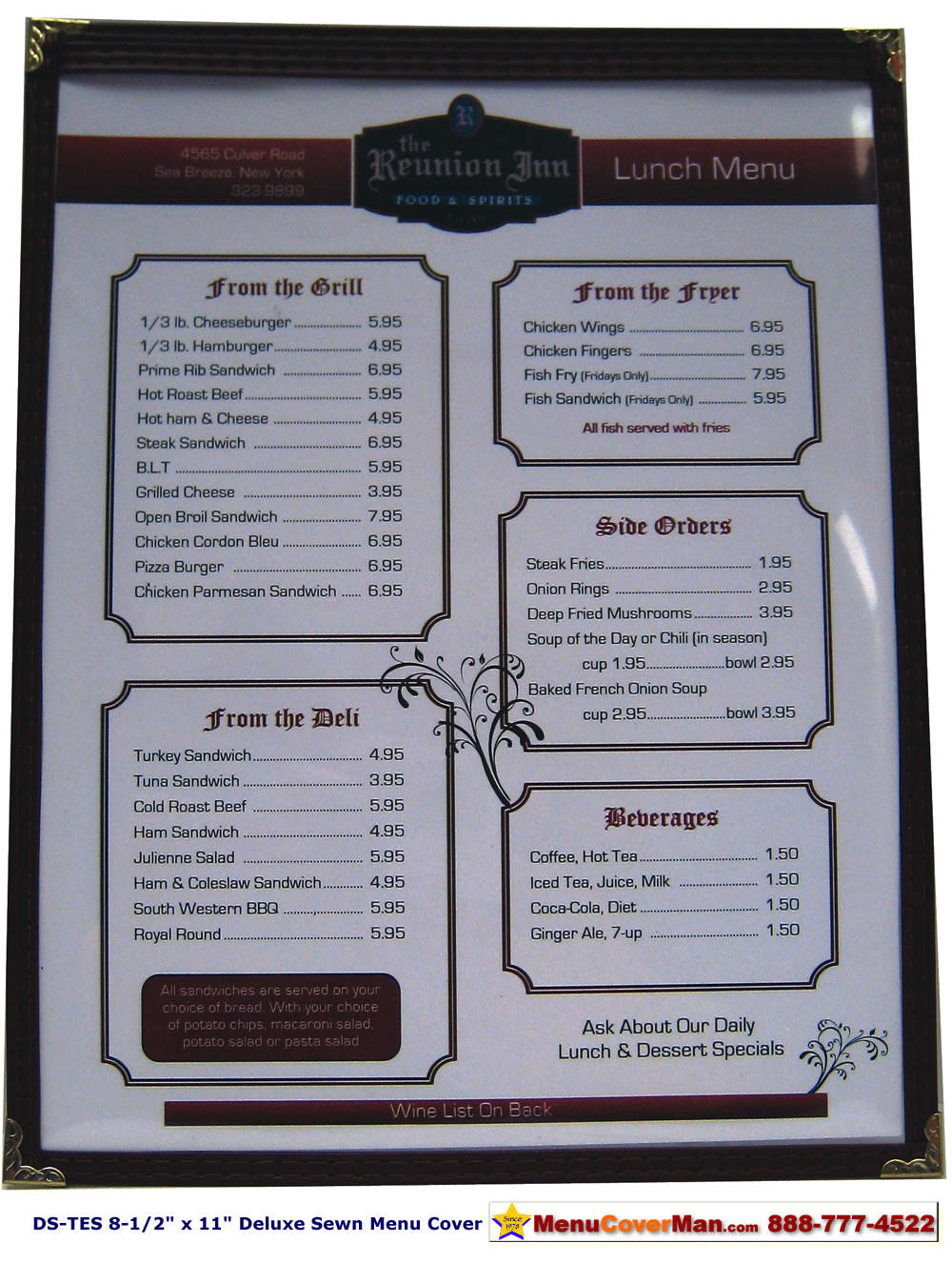 Double stitched cafe menu covers.