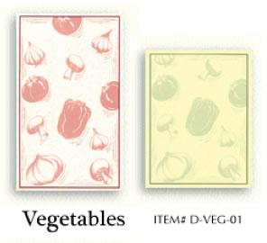 Vegetables preprinted menu papers.
