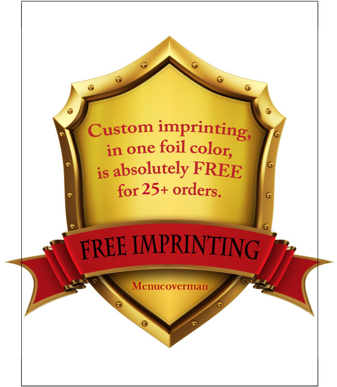 Imprintable menu jackets.